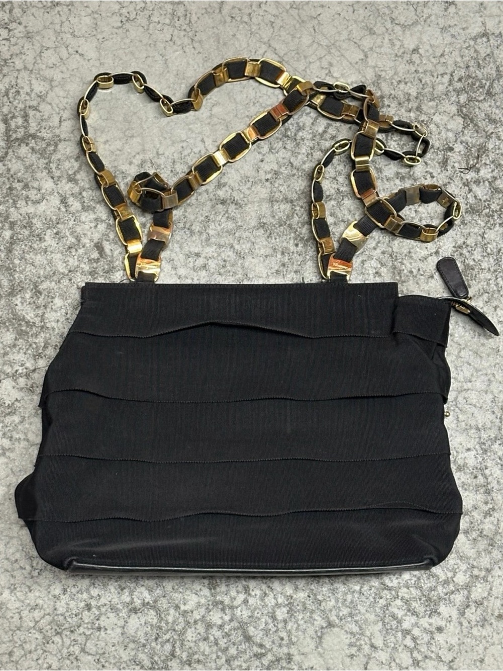 Vintage Salvatore Ferragamo Tiered Grosgrain Ribbon Canvas Bag  Purse Designer
